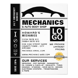 Car Logo, Auto Mechanic &amp; Repairs Advertising Flyer