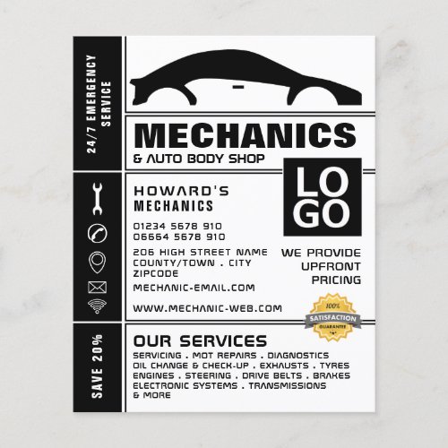 Car Logo Auto Mechanic  Repairs Advertising Flyer