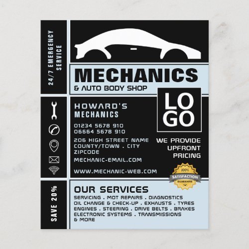 Car Logo Auto Mechanic  Repairs Advertising Flyer
