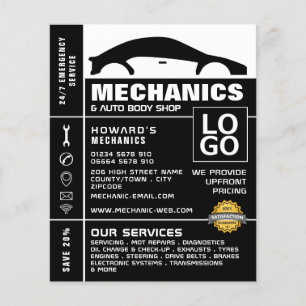 Car Logo, Auto Mechanic & Repairs Advertising Flyer