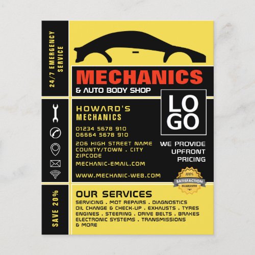 Car Logo Auto Mechanic  Repairs Advertising Flyer