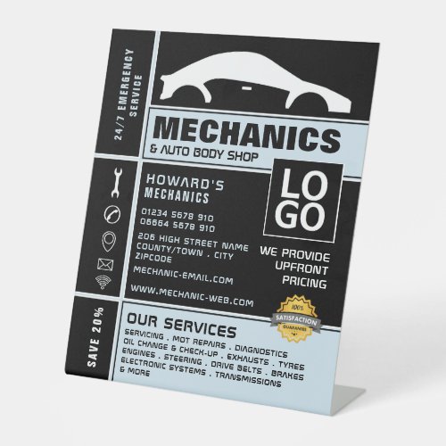 Car Logo Auto Mechanic  Repairs Advertising Pedestal Sign