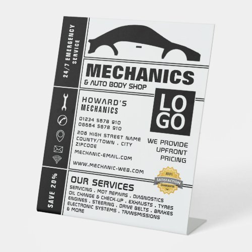 Car Logo Auto Mechanic  Repairs Advertising Pedestal Sign