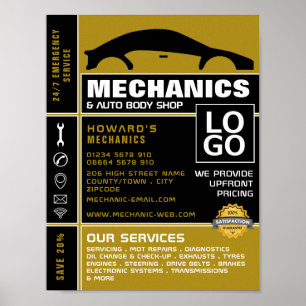 Car Logo, Auto Mechanic & Repairs Advertising Poster