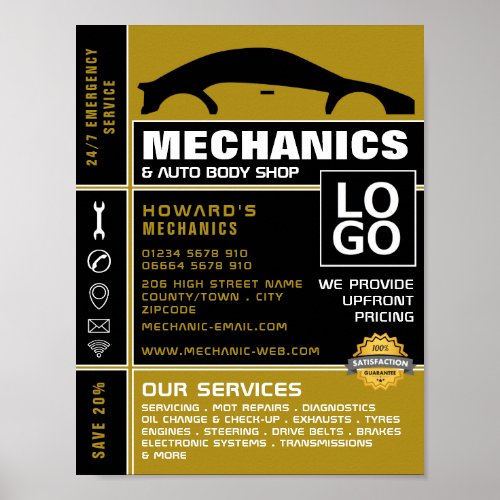 Car Logo Auto Mechanic  Repairs Advertising Poster