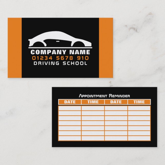 Car Logo, Driving School/Instructor Appointment Business Card (Front/Back)