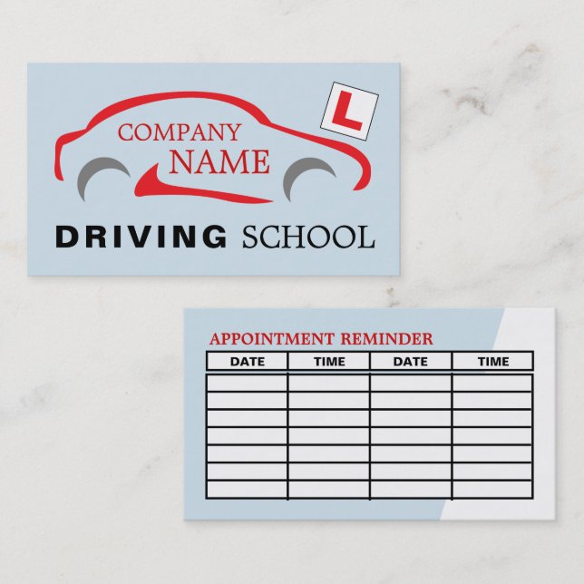 Car Logo, Driving School/Instructor Appointment Business Card (Front/Back)