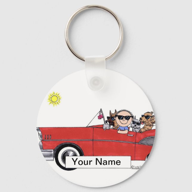 Car Lover - Male Cartoon Keychain (Front)