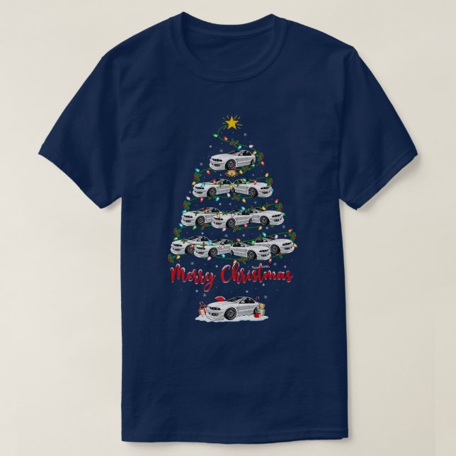 Car Lover Xmas Lighting Matching Santa Car Christm T-Shirt (Design Front)