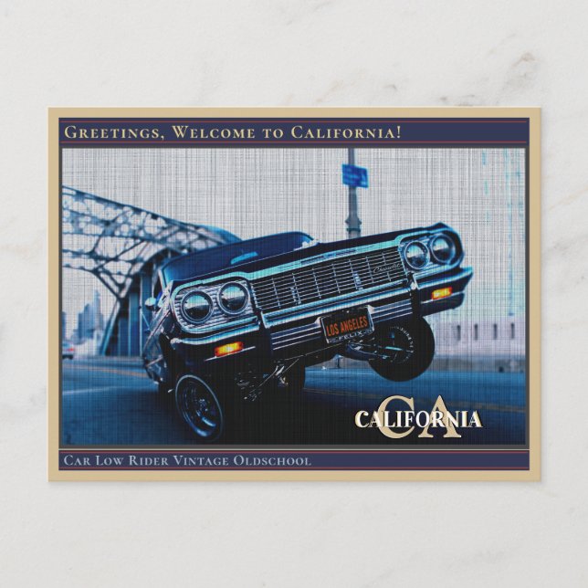 Car Low Rider Vintage Oldschool  Postcard (Front)
