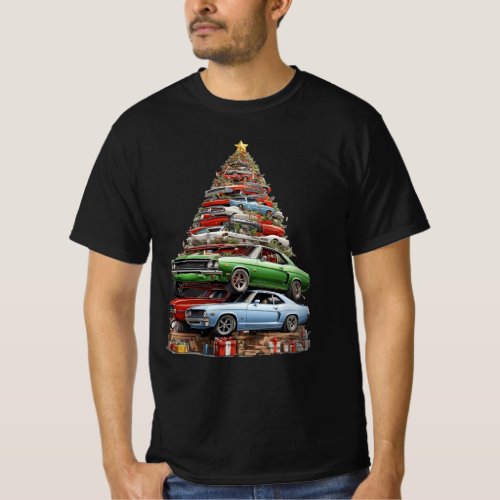 Car Madness Christmas Tree Classic Muscle Cars an T_Shirt