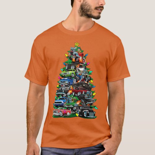 Car Madness Christmas Tree Classic Muscle Cars and T_Shirt