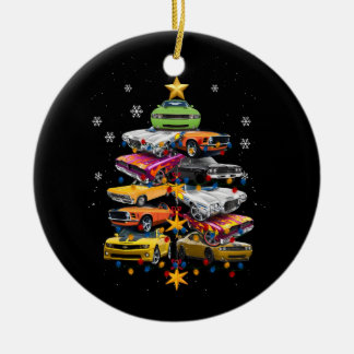 Car Madness Christmas Tree Classic Muscle Cars Xma Ceramic Ornament