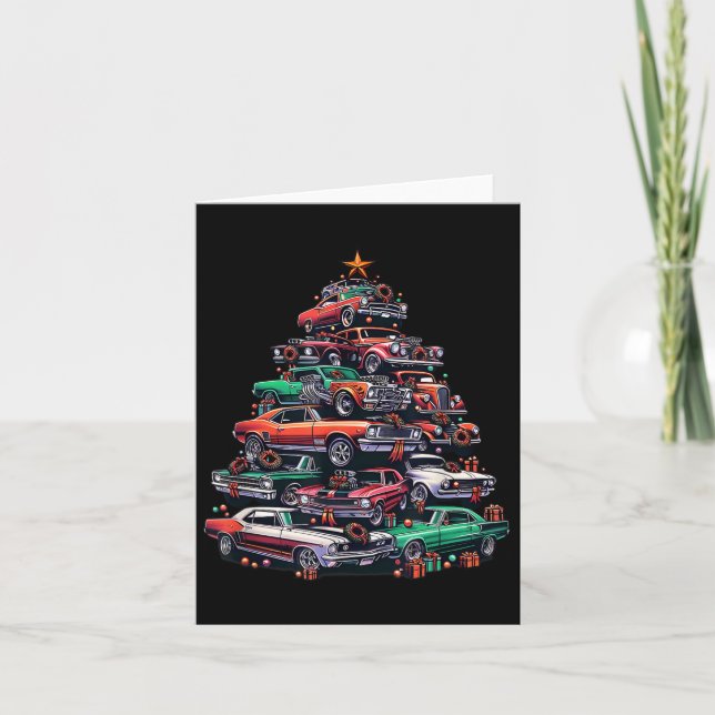 Car Madness Christmas Tree, Clic Muscle And Hotrod Card (Front)