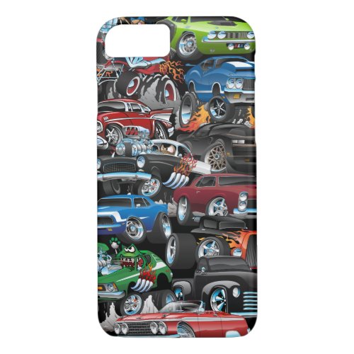 Car Madness Muscle Cars and Hot Rods Cartoon iPhone 87 Case