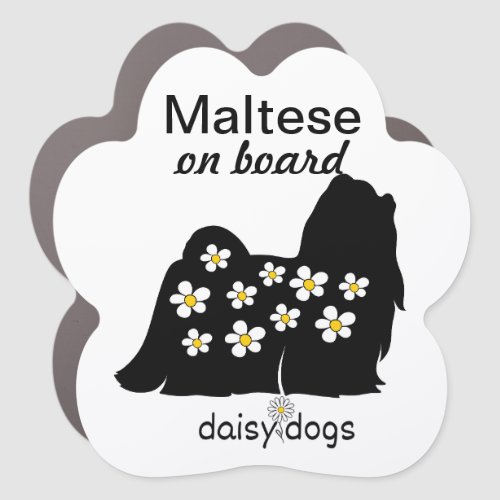 Car Magnet Dog Paw Maltese on Board 