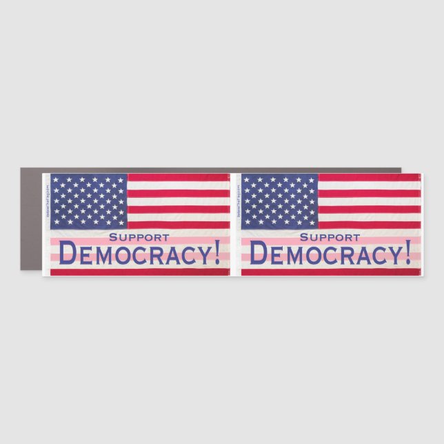 Car Magnet double Support Democracy message flags (Front)