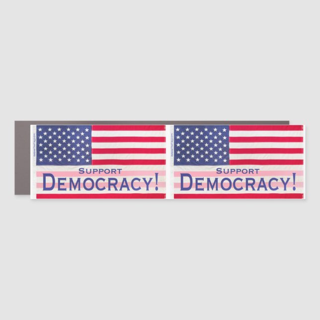 Car Magnet double Support Democracy message flags (Front)