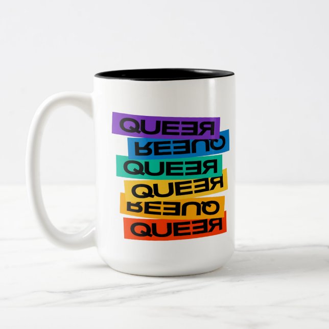 Car Magnet. LGBT+Pride. Queer.                  Two-Tone Coffee Mug (Left)