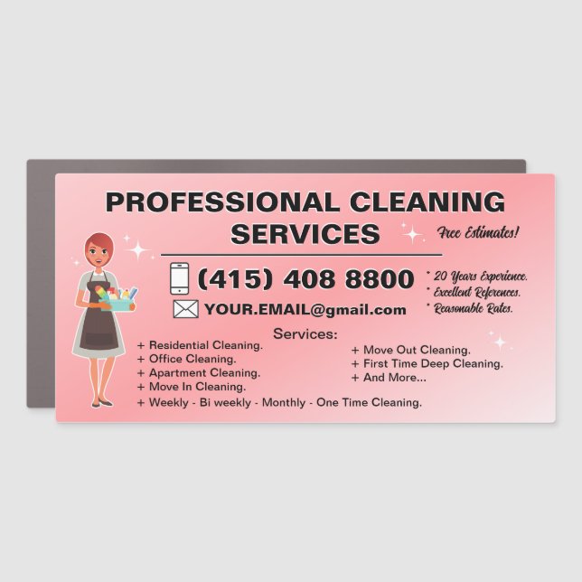 Car Magnet Maid House Cleaning Service Janitor (Front)