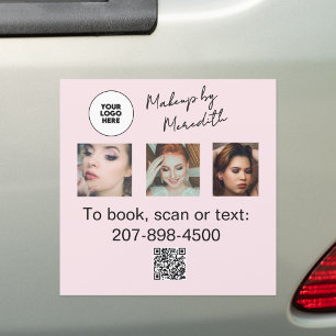 Car Magnet Pink Script Logo QR Code Photo Makeup