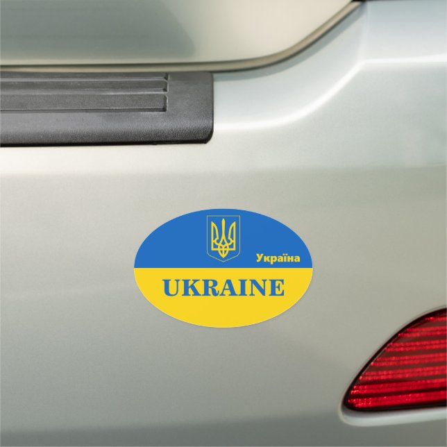 Car Magnet Ukraine & Ukrainian flag sticker (In Situ)