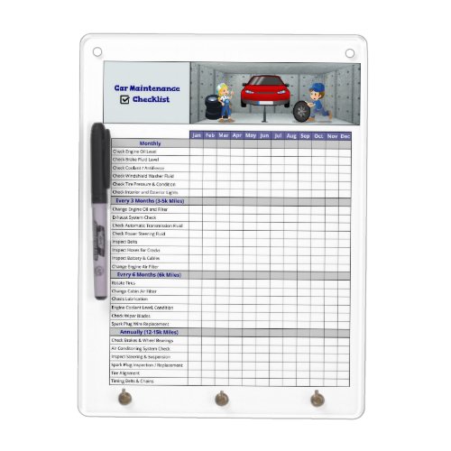 Car Maintenance Checklist Dry Erase Board