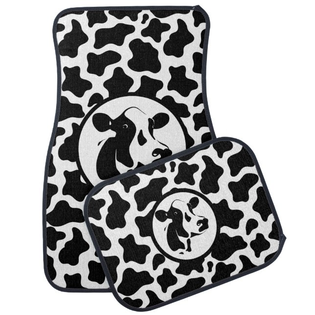 Car Mat Full Set-Cow Print (Set)