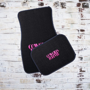 Car Mats Cowgirls Forever Black Hot Pink