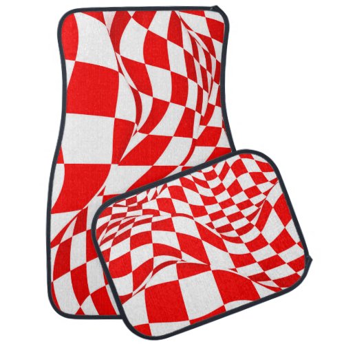 Car Mats _ Modified Red Checkered Flag