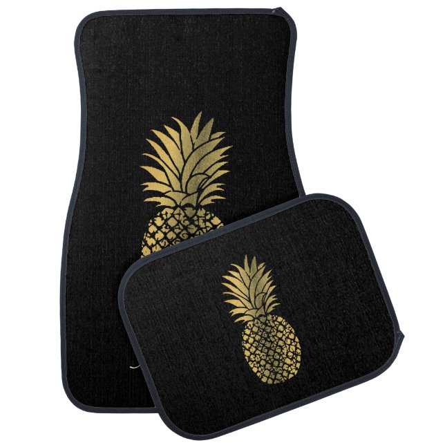 Car Mats - Pineapple Personalized Name Gold (Set)