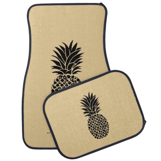 Car Mats Pineapple Personalized Name Tan Black Zazzle Com