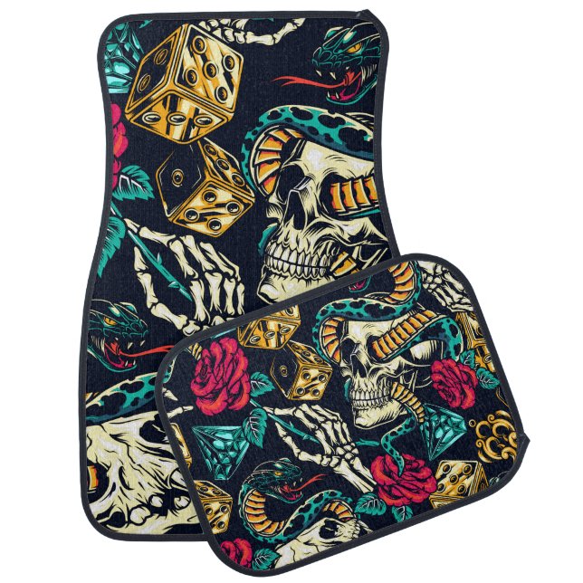 Car Mats Skulls & Dice Pattern (Set)