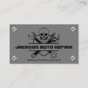 Car Mechanic Auto Repair Skull Wrench  Business Card