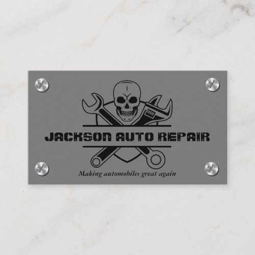 Car Mechanic Auto Repair Skull Wrench  Business Card