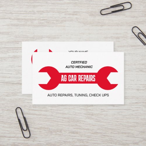 Car mechanic auto repair wrench tool business card