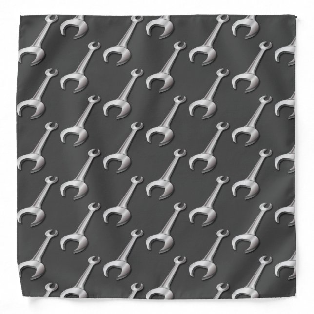 Car Mechanic Auto Technician Silver Spanner Tools Bandana (Front)