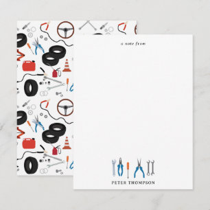 Car Mechanic Automotive Tools Note Card