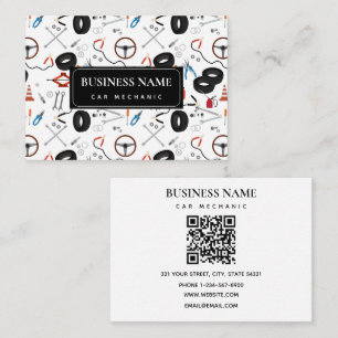 Car Mechanic Automotive Tools QR Code Business Card