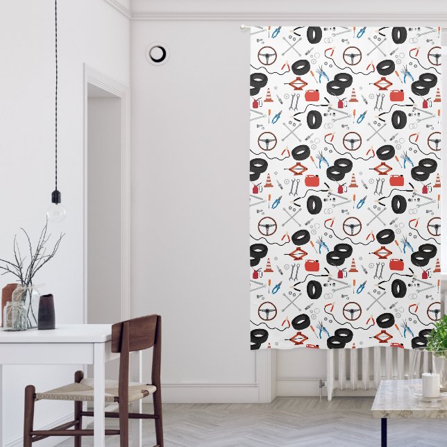 Car Mechanic Automotive Tools Theme Blackout Curtains (Living Room)
