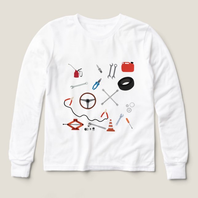 Car Mechanic Automotive Tools Theme Boy Tri-Blend Shirts (Design Front)