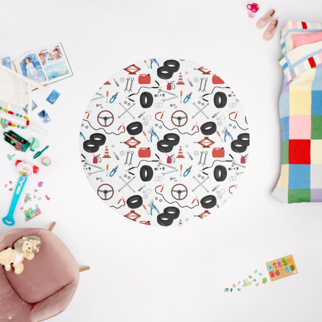 Car Mechanic Automotive Tools Theme Outdoor Rug (Insitu (Babyroom))