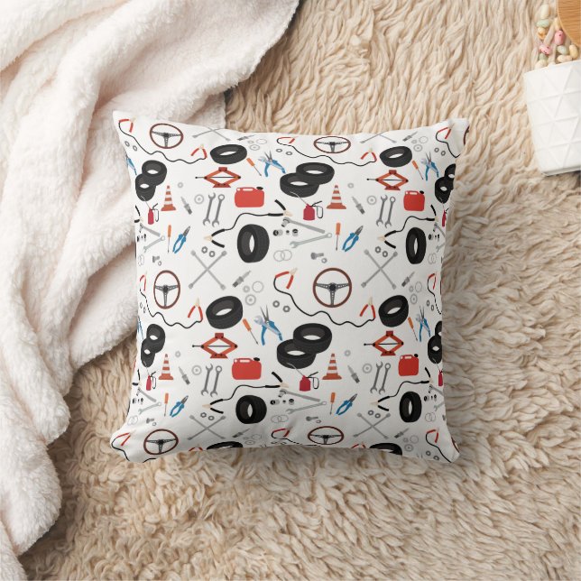 Car Mechanic Automotive Tools Throw Pillow (Blanket)