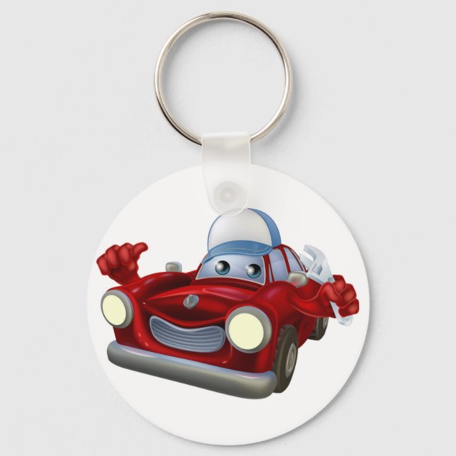 Car mechanic cartoon character keychain (Front)
