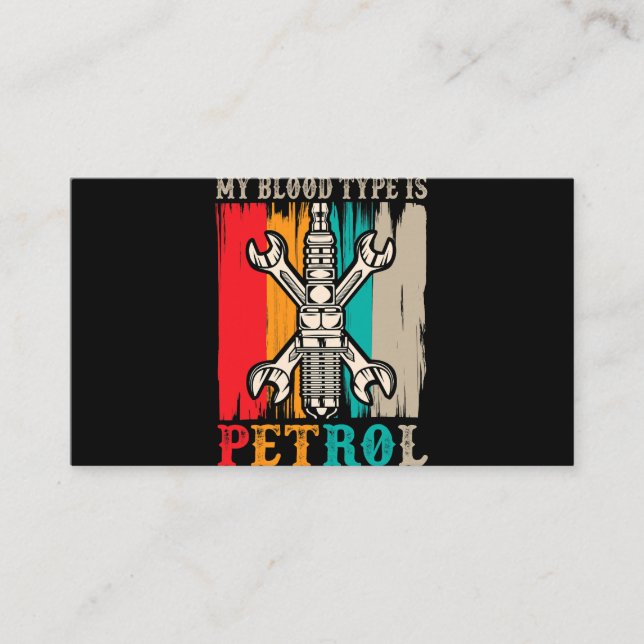 Car Mechanic Humor Petrol Drag Racing Business Card (Front)