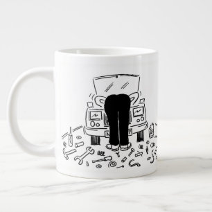 Car Mechanic Illustration on a Giant Coffee Mug