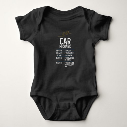 car mechanic repair garage funny gift present idea baby bodysuit