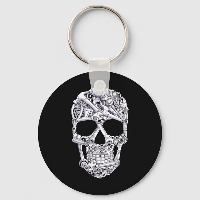 Car Mechanic Tools Skull Garage Halloween Costume  Keychain (Front)