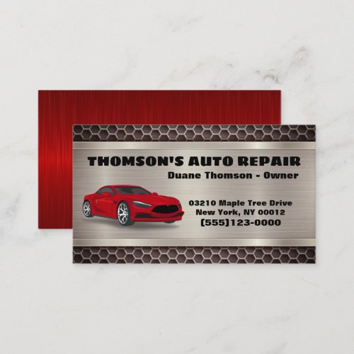  Car Metal Design Automotive Mechanic Auto Repair  Business Card