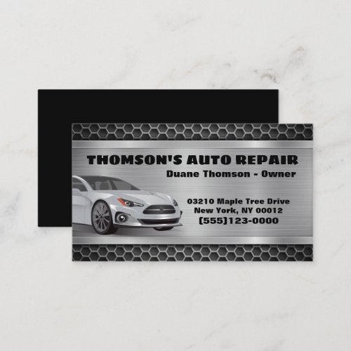  Car Metal Design Automotive Mechanic Auto Repair Business Card